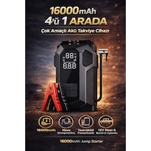 16000mah Akıllı Akü Takviye Cihazı Kompresörlü 4 Ü 1 Arada Jump Starter Yeni Nesil