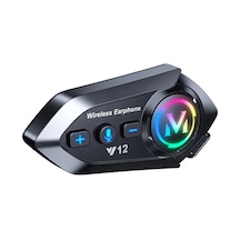 Blic Y12 Motosiklet Kask Intercom Bluetooth 5.4 Kulaklık Işıklı, Su Geçirmez, Mikrofonlu Müzik Ve Telefon Görüşme