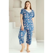 Alimer Kadın İndigo Büyük Beden Bermuda Pijama Takm Edy2735b-i İndigo