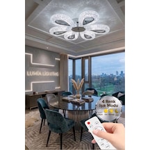 LumiaLighting Damla Model 6"lı Gümüş Kumandalı 3 Renk Modu Ledli Modern Plafonyer Salon Mutfak Çocuk Yatak Odası Led Avize