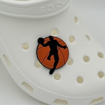 Crocs Terlik Süsü Ve Aksesuarı , Çanta Süsü Renkli Jibbitz Jordn Basket 01 Görselli Figür Aksesuarı Turuncu-siyah