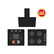 Simfer 4 Fonksiyon Trend Mekanik Siyah Power Turbo 3'lü Ankastre Set (Fırın + Ocak + Davlumbaz)