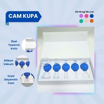 Silikon Vakumlu Cam Yüz Masaj Kupası 5'li Set Mavi Çok Renkli