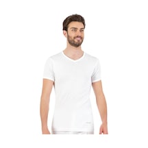 Pierre Cardin 442 Erkek %100 Pamuk Ribana V Yaka Yarım Kol Fanila-beyaz Beyaz