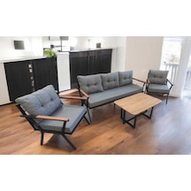 Pimango Pilocca Bahçe Ve Balkon Mobilyası Gri 3+1+1 Sehpalı Gri