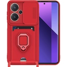 Note 13 Pro Plus Kılıf Zuma Kartvizitli Yüzüklü Silikon - Kırmızı