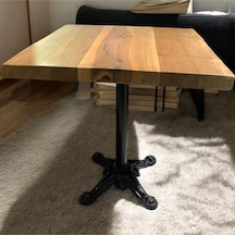 Cafe Masa Ahşap Kütük Masa Aslan Ayak Kare 80x80 Ceviz