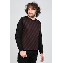 Pelikan Erkek Çizgili Bisiklet Yaka Kazak 1579325 Bordo Bordo