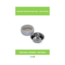 Organik Seramik Kedi Ve Köpek Mama Kabı Gri 250 Ml