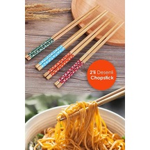 Pratik 2'li Desenli Yıkanabilir Kore Çin Bambu Chopsticks Yemek Çubuğu Desenli Bambu Chopstick