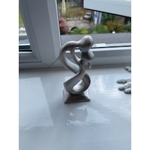 Aşk Öpücüğü Dekoratif Obje Doğal Pla Malzeme 13cm Gri Renk