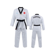 Ay Yıldız Baskılı Siyah Yaka Taekwondo Elbisesi Dobok Tekvando Elbisesi Beyaz