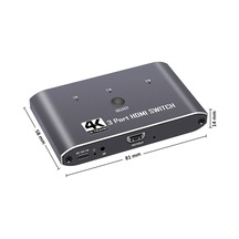 Gplus 4K321M 3 Port HDMI 2.0 4K 60Hz HDR HDCP 2.2 EDID CEC Metal Switch