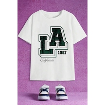 Uyguntarz Çocuk California Baskılı Pamuklu Tshirt Beyaz