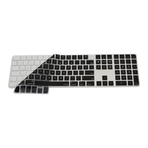 Apple Magic Keyboard 3 A2520 Numeric Klavye Koruyucu Us Ansı Yatay Enter Uyumlu Ultra İnce Silikon Kaplama Şeffaf Ve Baskılı Seçenekler Keyboard Protector Siyah