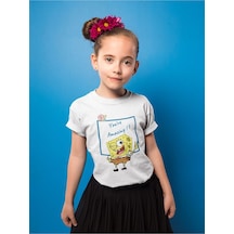 Sevbano Süngerbob You Are Amazing Yazılı Unisex Çizgi Film Çocuk Tişört Beyaz