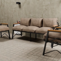 Mb Garden Furnıture Simetri Model, Balkon, Bahçe, Cafe, Metal Koltuk Takımı, Bahçe Takımı , Çay Seti, 3 1 1 Cappuccino