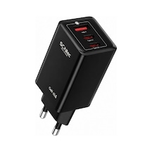 Schitec Gan 65w Ultra Hızlı Şarj Cihazı 3 Çıkışlı Usba / 2 X Type-c Hızlı Şarj Aleti Başlığı Hi-h05 Siyah