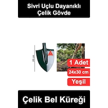 Belküreği Çelik Bel Küreği 24x30 Cm Sivri Uçlu Yeşil Boyalı Metal Kürek Ucu Bahçe Toprak Kazma Alet