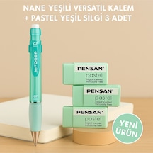 Nane Yeşili Versatil Kalem + Pastel Yeşil Silgi 3 Adet Nane Yeşili
