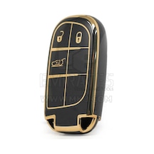 Fiat Egea Cross 500x Uyumlu 500l 5 Buton Nano Anahtar Kılıfı Siyah Gold Altın Renk