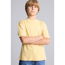 Defacto %100 Pamuk Oversize Bisiklet Yaka Kısa Kollu Basic Erkek Çocuk Tişört. G6486a826auyl506 Sarı-yl506