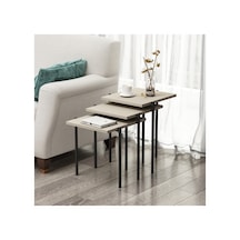 Jest Zigon Sehpa Kumtaşı Modern 3 Lü Yan Sehpa Takımı