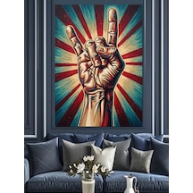 Ahşap Tablo Rock El İşareti Posteri