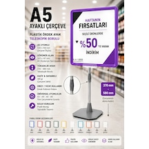 A5 Ayaklı Çerçeve Seti Plastik Ördek Ayak Teleskopik Borulu Fiyat Etiketliği Yönlendirme Levhası Menü Panosu Mor