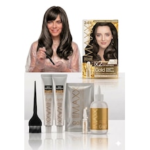 Maxx Deluxe Golden Beauty Set Saç Boyası 6.1 Küllü Koyu Kumral 2 Li + Fırça+pratik Boya Kabı