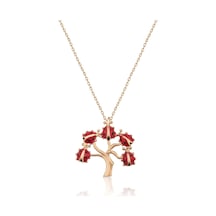 Uğur Böceği Hayat Ağacı Kolye Rose Gold Kaplama 925 Ayar Gümüş Uvps100511