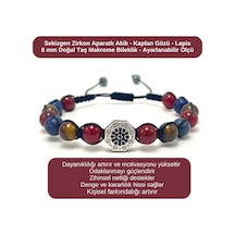 Sertifikalı Zirkon Aparatlı Akik - Kaplan Gözü - Lapis - 8mm Doğal Taş Bileklik Ayarlanabilir Ölçü Çok Renkli