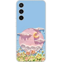 Samsung Galaxy S23 Fe Uyumlu Çiçekli Ay Baskılı Silikon Kılıf Renkli
