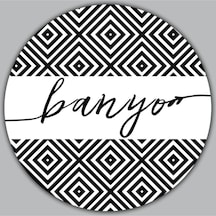 Siyah Beyaz Desenli Yuvarlak Banyo Tabelası Kapı Süsü Dekor