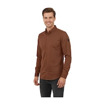 Advante Erkek Spor Slim Fit Uzun Kol Petek Fitilli Gömlek Bgl-st04824 Taba