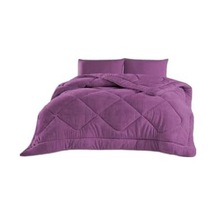 Çift Kişilik Çift Taraflı Mürdüm Welsoft Yorgan 195 X 215 Zigzak - Damla - Baklava Desen Diğer