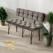 By Hakan Aşkın 120 Cm Metal Ayaklı Metal Alt Kasalı Koyu Füme Babyface New 2025 Sırtlı Bench - Bank