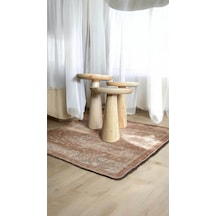 Simillo Wood Ahşap 3 Lü Set Fitilli Mantar Yan Sehpa Konik Model / Naturel Renk / Zigon Sehpa Vernikli Kahverengi