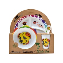Köpek Figürlü Mama Yediren Melamin Çocuk Bebek Kase Kabı/Kap Set