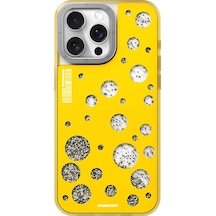 İphone 15 Pro Max Uyumlu Kılıf Magsafe Şarj Özellikli Youngkit Quicksand Beads Serisi Kapak Sarı
