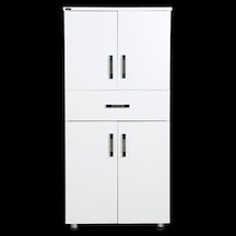 Çok Amaçlı Dolap 130 cm Hard Parlak BEYAZ Suntalem 4Raf 1Çekmece Kutuda sevk El Yapım Beyaz