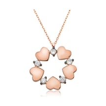925 Ayar Gümüş Kalp Çemberi Kadın Gümüş Kolye Rose Gold