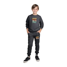 Yuvarlak Yaka Lets Play Baskılı Erkek Çocuk Eşofman Takımı Füme Yuvarlak Yaka Lets Play Baskılı Erkek Çocuk Eşofman Takımı Füme