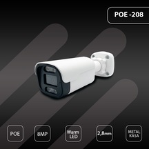 Hs Ip-208 8mp 4k Poe 2.8mm Warm Led Metal Bullet Güvenlik Kameras