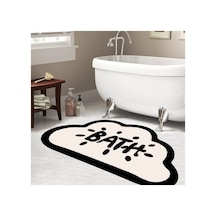 Buççin Online Mağaza Kaymaz Taban, Bulut Desenli, Bath Yazılı Banyo Paspası, Dekoratif Paspas, 60x100 Cm Polyester Orta Çok Renkli