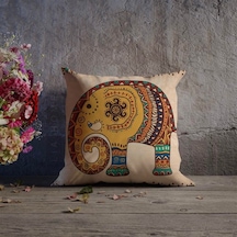 Çift Taraflı Fil Desenli Dekoratif Kırlent Kılıfı (473328021)