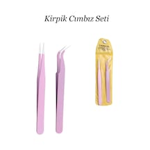 2 Adet İpek Kirpik Cımbızı Nail Art Cımbızı Kavisli Ve Düz Profesyonel Cımbız