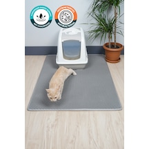 110x150 Cm Hücreli Kedi Kumu Paspası Kedi Matı Kedi Tuvalet Önü Paspası Açık Gri