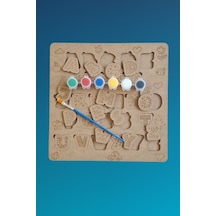 Çocuklar İçin Zeka Ve Beceri Geliştiren Harfler Ahşap Boyama Puzzle Seti