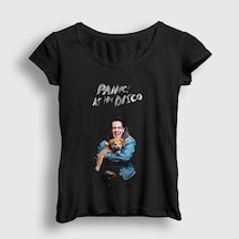 Presmono Kadın Brendon Panic At The Disco T-shirt Siyah